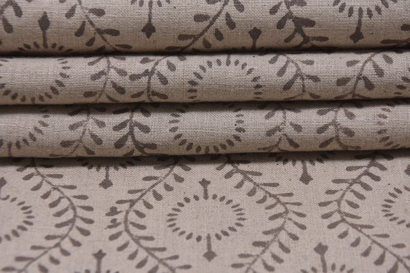 Hand Block Print Chocolate Brown Thick Linen Pure Fabric - Lehar