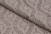 Hand Block Print Chocolate Brown Thick Linen Pure Fabric - Lehar