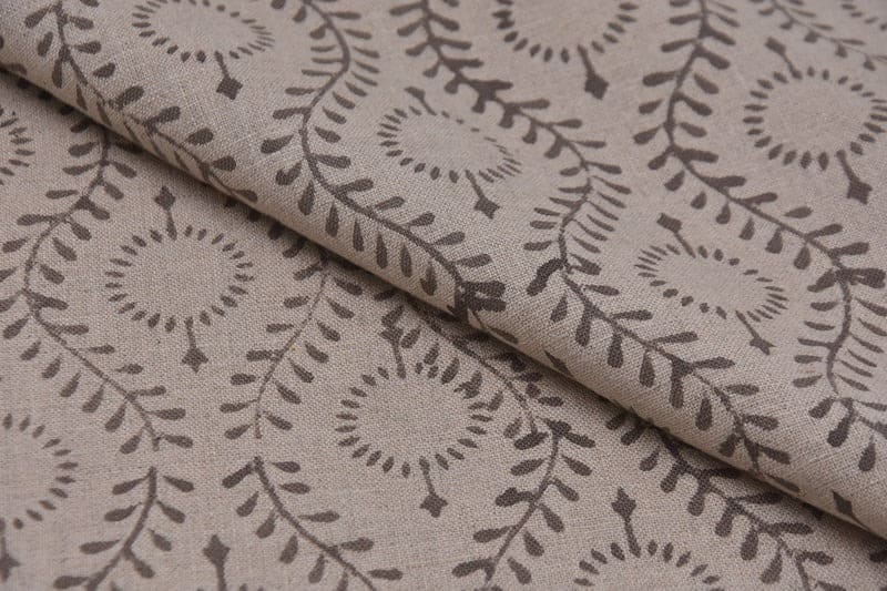 Hand Block Print Chocolate Brown Thick Linen Pure Fabric - Lehar