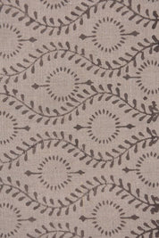 Hand Block Print Chocolate Brown Thick Linen Pure Fabric - Lehar
