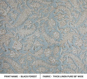 Hand Block print Viscoes Linen Fabric For Curtain - Black Forest