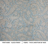 Hand Block print Viscoes Linen Fabric For Curtain - Black Forest