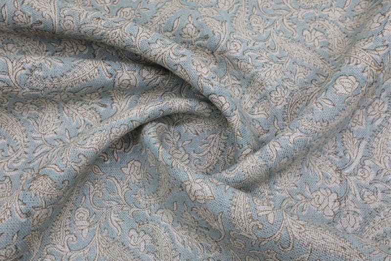 Hand Block print Viscoes Linen Fabric For Curtain - Black Forest