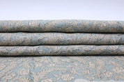 Hand Block print Viscoes Linen Fabric For Curtain - Black Forest