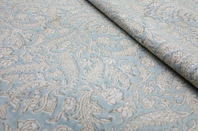 Hand Block print Viscoes Linen Fabric For Curtain - Black Forest