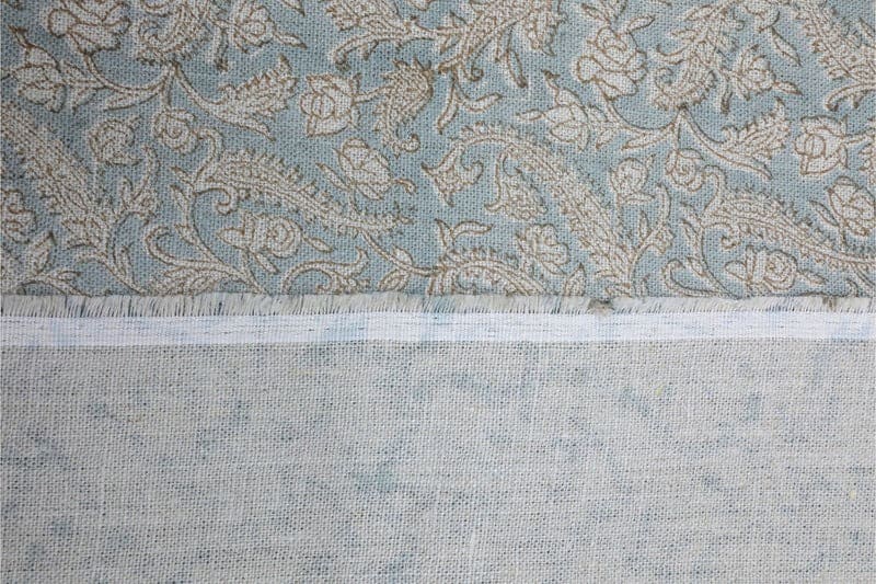 Hand Block print Viscoes Linen Fabric For Curtain - Black Forest