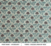 Hand Block Print Viscose Linen Indian Fabric - Khubsurat