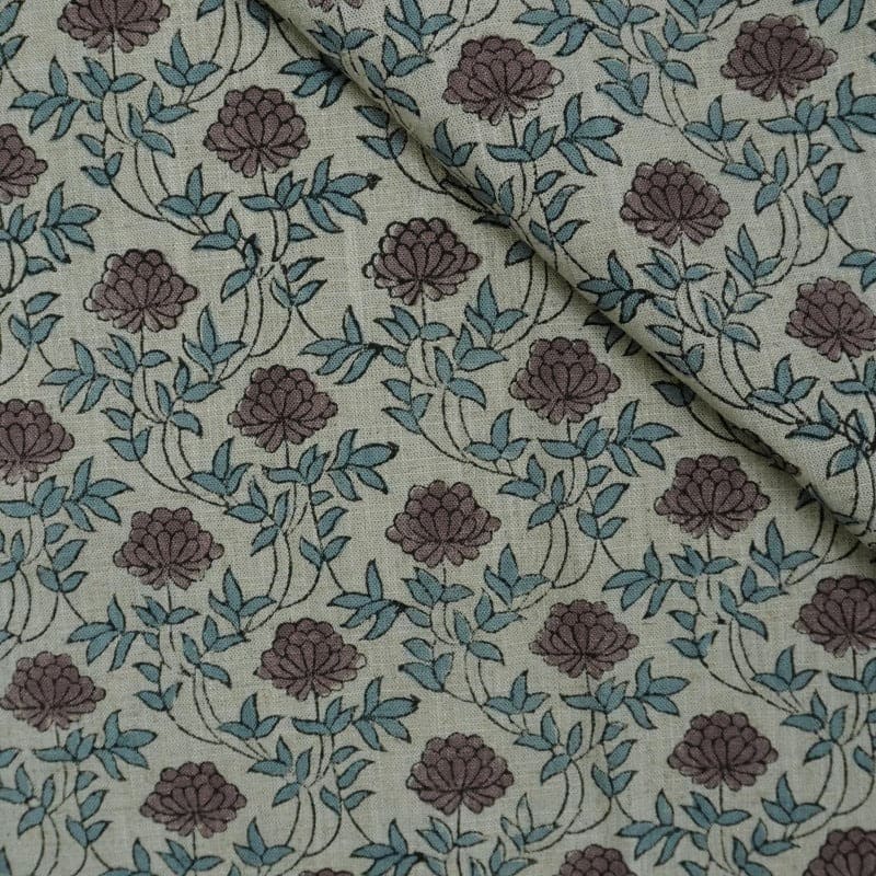 Hand Block Print Viscose Linen Indian Fabric - Khubsurat