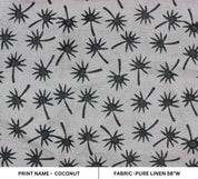 Hand Block Print pure Linen Fabric for home decor - Coconut