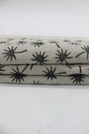 Hand Block Print pure Linen Fabric for home decor - Coconut