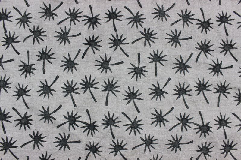 Hand Block Print pure Linen Fabric for home decor - Coconut