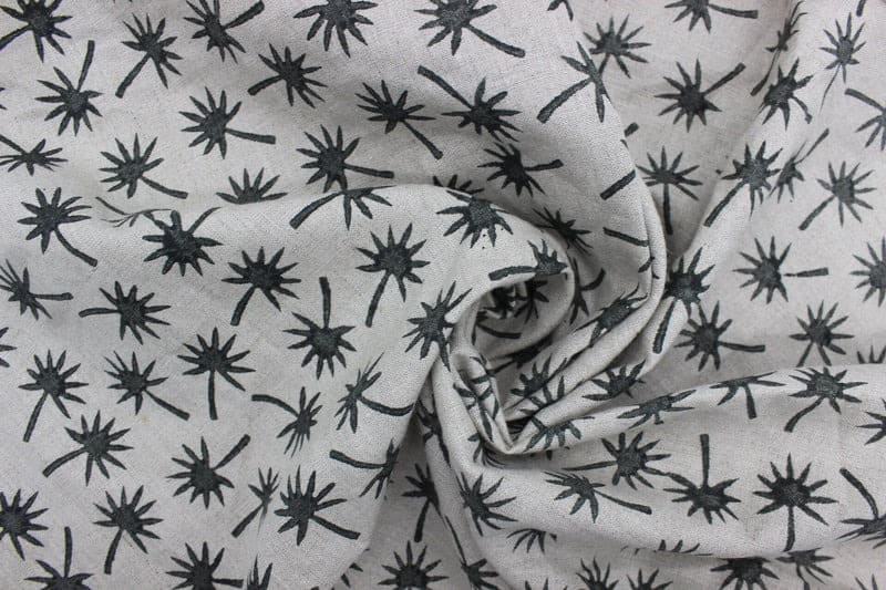 Hand Block Print pure Linen Fabric for home decor - Coconut