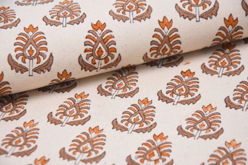 Artisan Block Print Floral Throw Fabric - Kailash