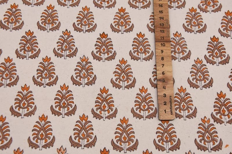 Artisan Block Print Floral Throw Fabric - Kailash