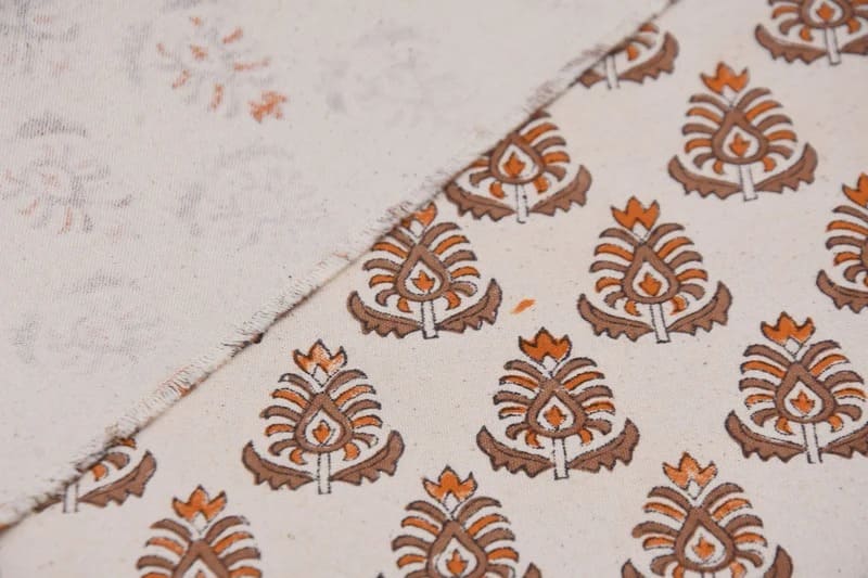 Artisan Block Print Floral Throw Fabric - Kailash
