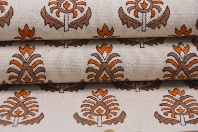 Artisan Block Print Floral Throw Fabric - Kailash