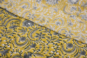 Artisan Hand Block Print Grey Thick Cotton White Fabric - Kundanvan