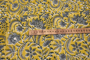 Artisan Hand Block Print Grey Thick Cotton White Fabric - Kundanvan