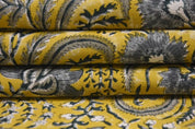 Artisan Hand Block Print Grey Thick Cotton White Fabric - Kundanvan
