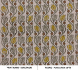 Handmade Block Print Brown & Mustard Pure Linen Fabric - Kersangri