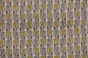 Handmade Block Print Brown & Mustard Pure Linen Fabric - Kersangri