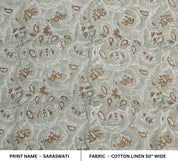 Hand Block Printed Boho Gray Cotton Linen Fabric – Saraswati