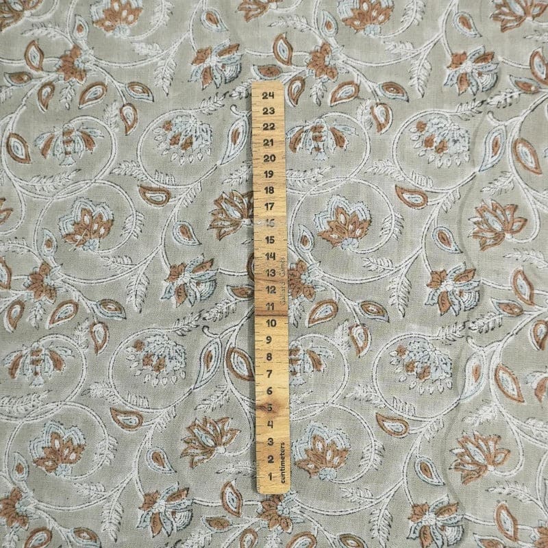 Hand Block Printed Boho Gray Cotton Linen Fabric – Saraswati
