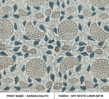 Hand Block Printed Off-White Linen Fabric – Karwachauth Floral