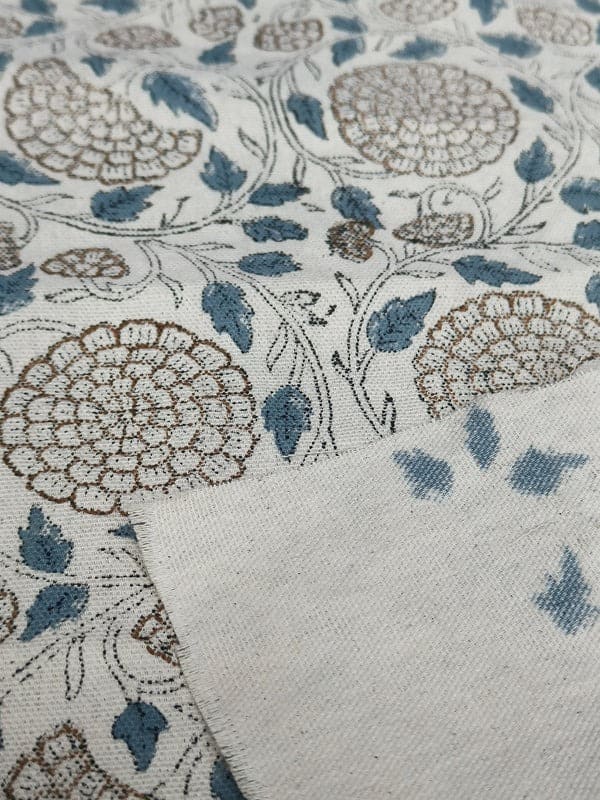 Hand Block Printed Off-White Linen Fabric – Karwachauth Floral