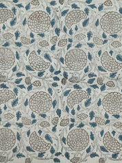 Hand Block Printed Off-White Linen Fabric – Karwachauth Floral