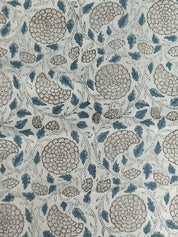 Hand Block Printed Off-White Linen Fabric – Karwachauth Floral