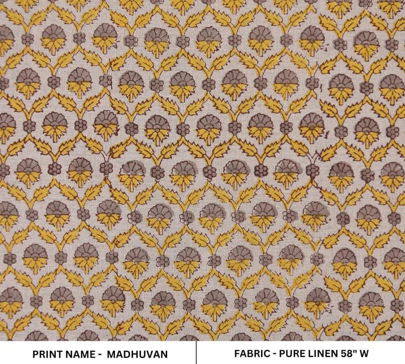HandBlockPrintedYellowFloral-PureLinenFabric-Madhuvan_1.jpg