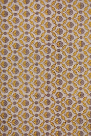 Handmade Block Print yellow Pure linen Fabric - Madhuvan