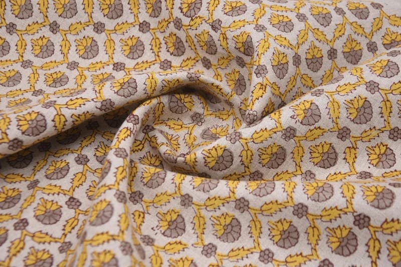 HandBlockPrintedYellowFloral-PureLinenFabric-Madhuvan_9.jpg