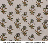 Hand Block print Duck Canvas Fabric For Interior Design - Costal Tulip