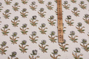 Hand Block print Duck Canvas Fabric For Interior Design - Costal Tulip