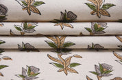 Hand Block print Duck Canvas Fabric For Interior Design - Costal Tulip