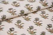 Hand Block print Duck Canvas Fabric For Interior Design - Costal Tulip