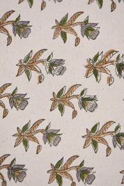 Hand Block print Duck Canvas Fabric For Interior Design - Costal Tulip