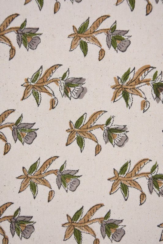 Hand Block print Duck Canvas Fabric For Interior Design - Costal Tulip