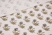 Hand Block print Duck Canvas Fabric For Interior Design - Costal Tulip