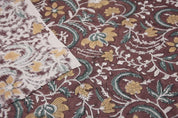 Hand Crafted Block Print Brown Linen Fabric For Cushion – Kundanvan