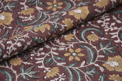 Hand Crafted Block Print Brown Linen Fabric For Cushion – Kundanvan
