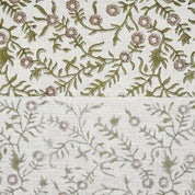 Hand Block Print Green & Brown Floral Viscose Linen Fabric - Sehjan