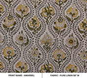 Hand Woven Block Print Pure Linen Fabric For pillow couch - Amarbel