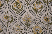 Hand Woven Block Print Pure Linen Fabric For pillow couch - Amarbel
