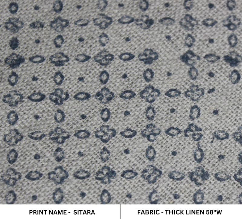 Hand Woven Block Print Thick Linen Fabric For Interior - Sitara