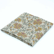 Indian Print Yellow Gray Floral Thick Linen Fabric for Upholstery - Neerabel