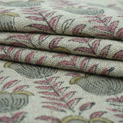 Block Print Thick Linen Pink Floral Lampshade Fabric - Lotus