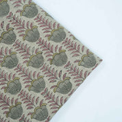 Block Print Thick Linen Pink Floral Lampshade Fabric - Lotus